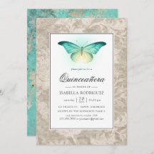 Mint Green und Pearl Damask Quinceañera