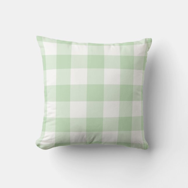 Mint Green und White Gingham Pattern Kissen (Vorderseite)