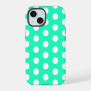 Mint Green und White Polka Dots iPhone 15 Hülle