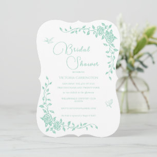 Mint Green Vintag Blumendusche Einladung