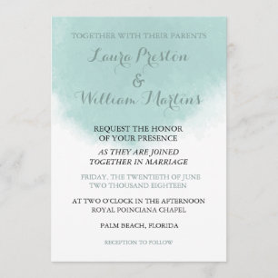 Mint Green Watercolor Einladung zur Hochzeit
