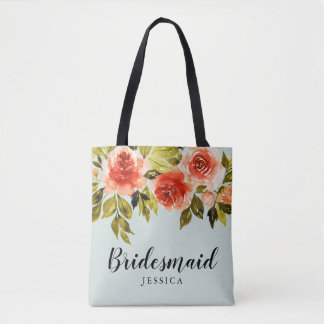 Mint Green Watercolor Floral Wedding Bridesmaid