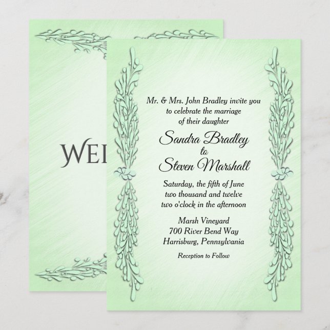 Mint Green Wedding Einladung (Vorne/Hinten)