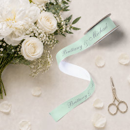 Mint Green Wedding Elegante Kalligrafie-Skript Satinband