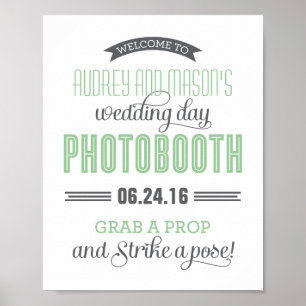 Mint Green Wedding Foto Booth Sign Poster