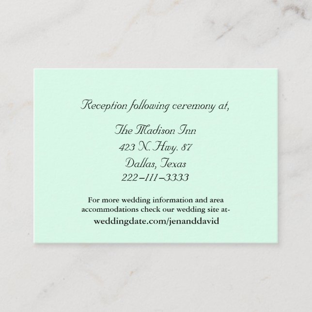 Mint Green Wedding Karten (Vorderseite)