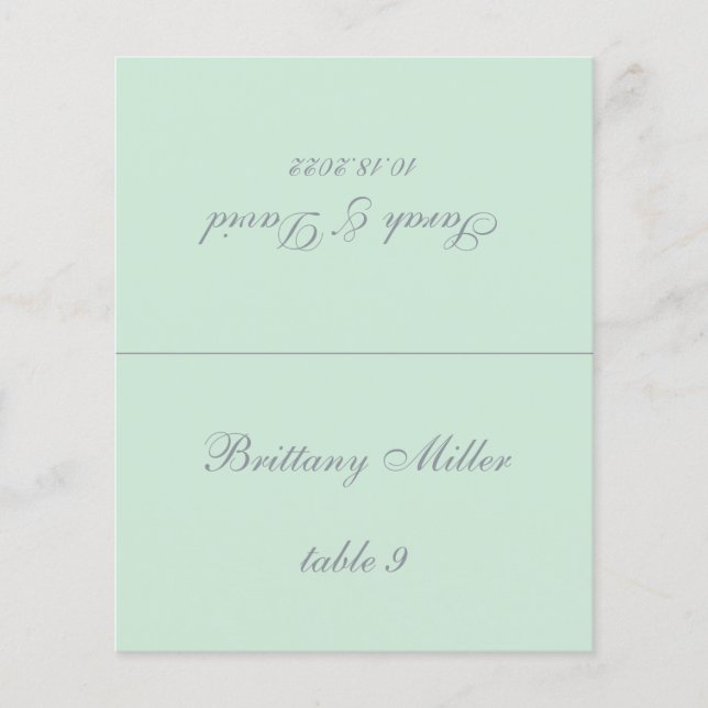 Mint Green Wedding Platzkarte - Gast Name (Vorderseite)