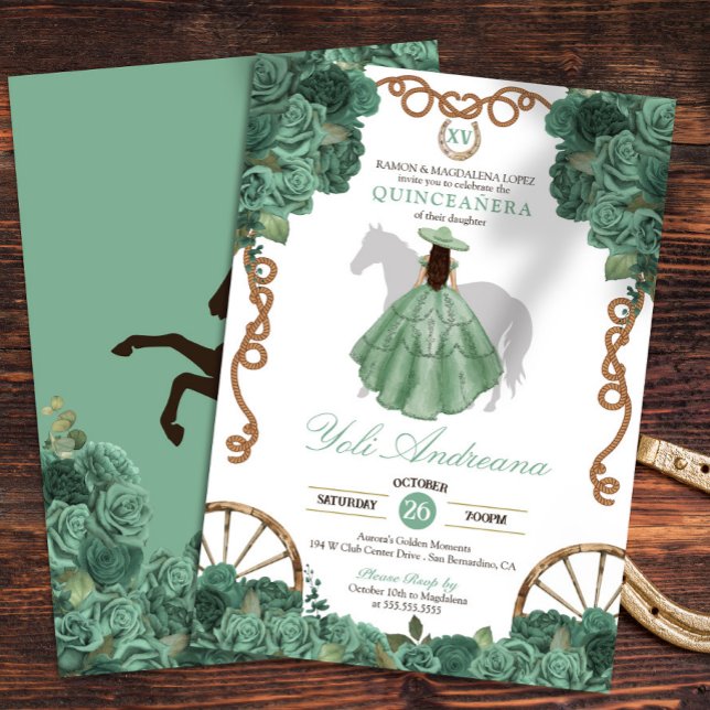 Mint Green Western Charra Quinceañera Einladung (Von Creator hochgeladen)
