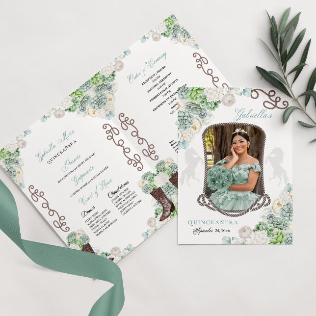 Mint Green Western Charro Quinceañera Programm (Von Creator hochgeladen)