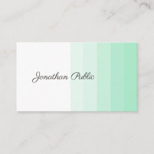Mint Green White Modern Trendy Handwriting Script Visitenkarte