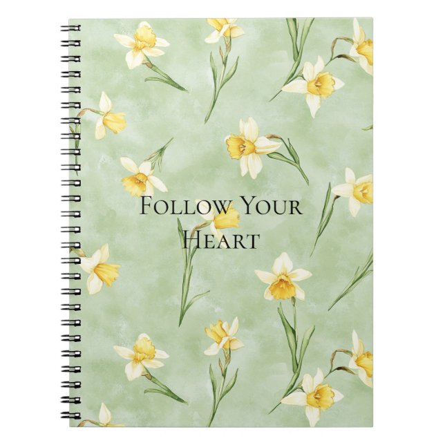 Mint Green Yellow Daffodil Flowers Notizblock (Vorderseite)