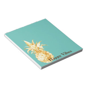 Mint Green Yellow Gold Ananas Confetti Notizblock