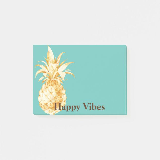 Mint Green Yellow Gold Ananas Confetti Post-it Klebezettel (Vorderseite)