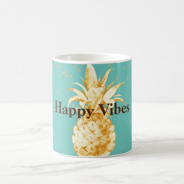 Mint Green Yellow Gold Ananas Kaffeetasse (Mittel)