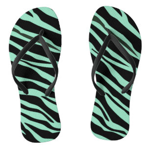 Mint Green Zebra Striping Flip Flops