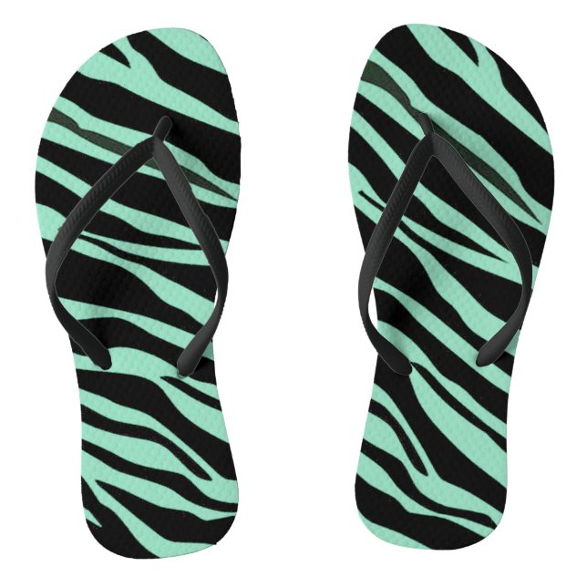 Mint Green Zebra Striping Flip Flops (Fußbett)