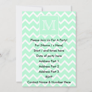 Mint Green Zigzag mit Custom Monogram. Einladung