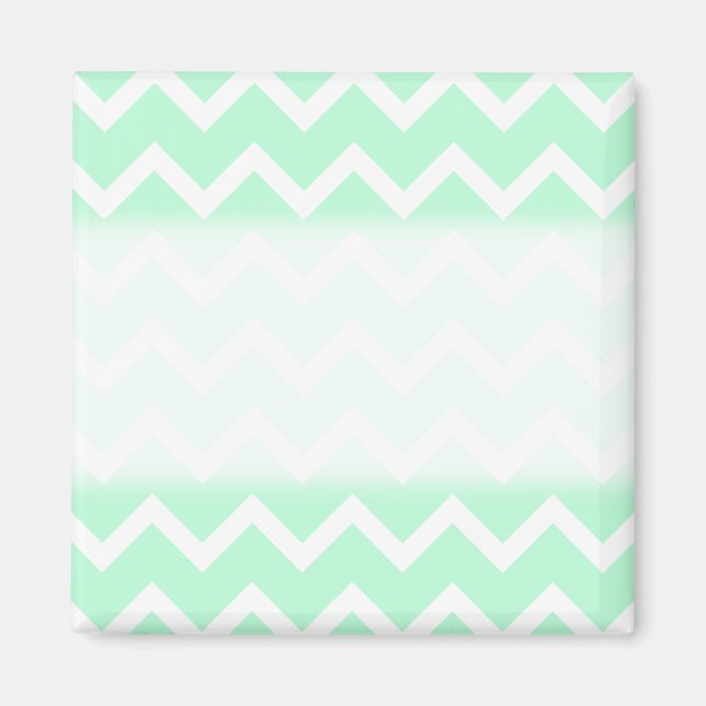 Mint Green Zigzag Zickzack Streifen. Magnet (Vorne)