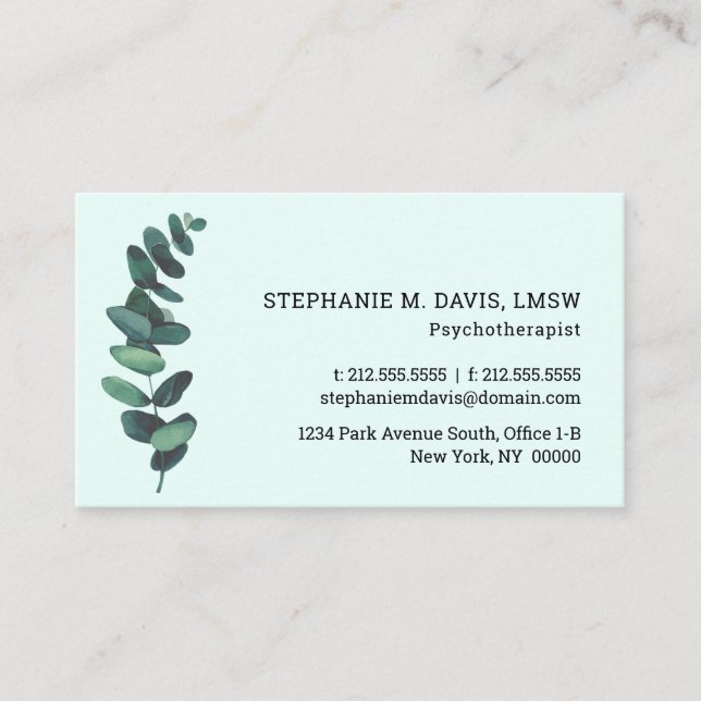 Mint Greenery Business Card Visitenkarte (Vorderseite)