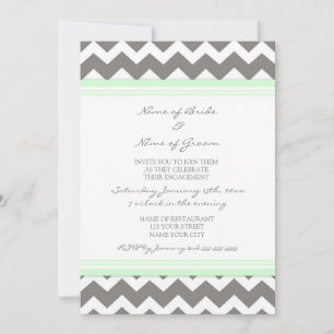 Mint Grey Chevron Engagement Party Invitations Einladung