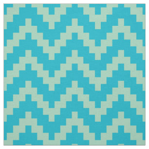 Mint-grün Zigzag Ikat & Custom Blue Hintergrund Stoff
