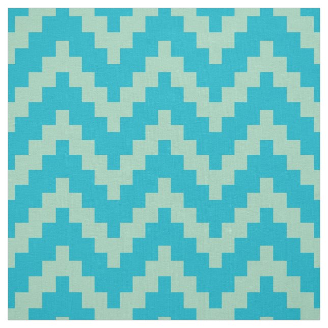 Mint-grün Zigzag Ikat & Custom Blue Hintergrund Stoff (Muster)