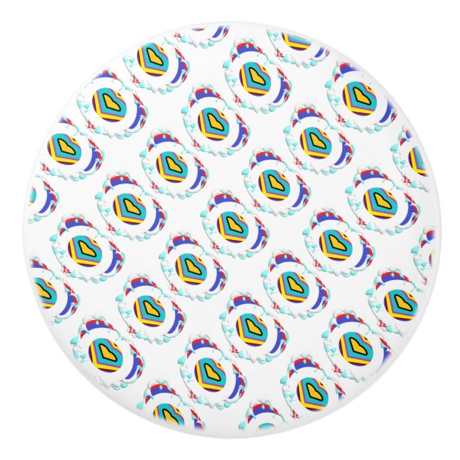 MINT GRÜNE DEKORATIONSMUSTER KERAMIKKNAUF (Vorderseite)