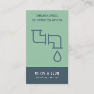 MINT GRÜNE NAVY PLUMBER SERVICE PIPS PLUMBING VISITENKARTE