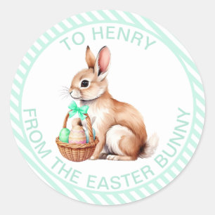 Mint grüner Streifen aus dem Osterhasen-Geschenk Runder Aufkleber