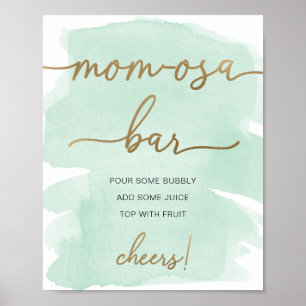 MINT-GRÜNES WATERCOLOR-GOLD MOM-OSA-BAR-SCHILD POSTER