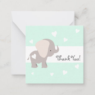 Mint Heart Elephant Vielen Dank Notecards Mitteilungskarte