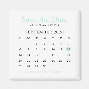 Mint Heart Kalender Hochzeit Speichern Sie das Dat Magnet