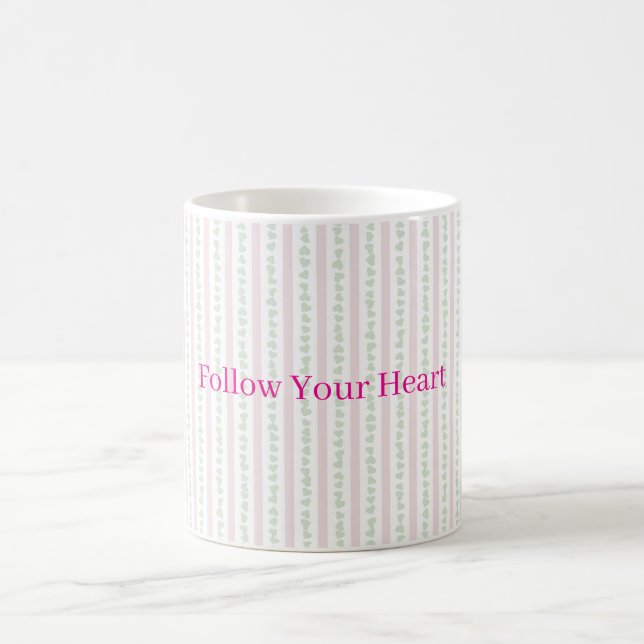 Mint hearts Pink Stripes Kaffeetasse (Mittel)