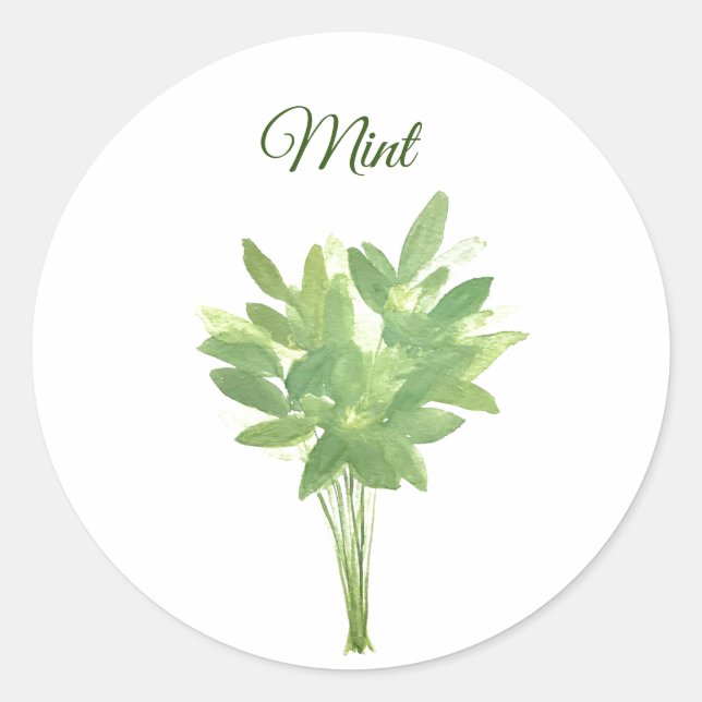 Mint Herb Grüne Küche Kulinarisches Grün Chic Runder Aufkleber (Vorderseite)