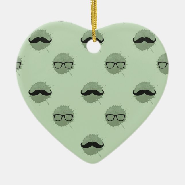 Mint Hipster Mustaches Keramikornament (Vorne)