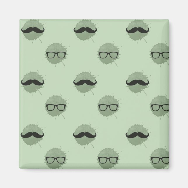 Mint Hipster Mustaches Magnet (Vorne)