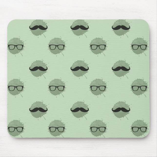 Mint Hipster Mustaches Mousepad (Vorne)