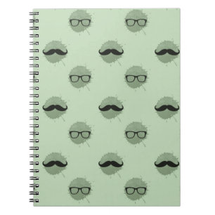 Mint Hipster Mustaches Notizblock