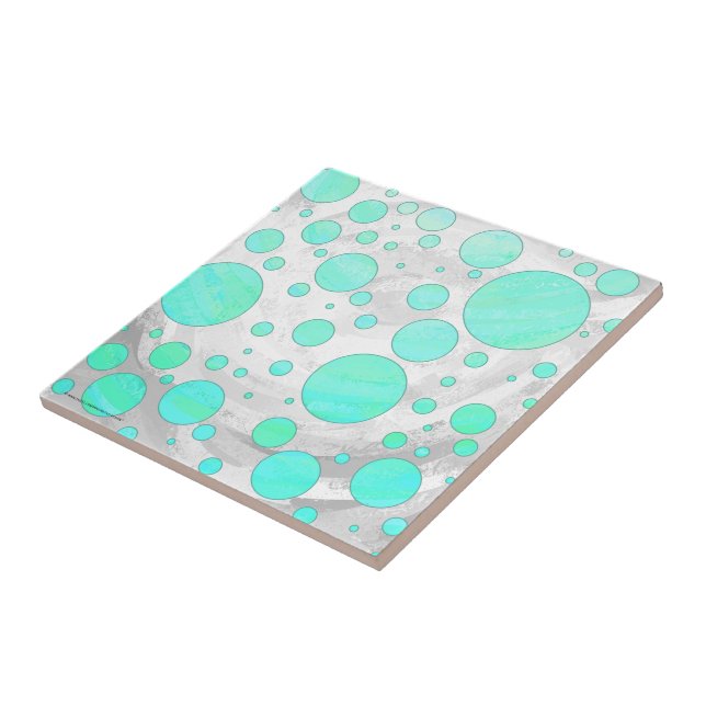 Mint Ice Aqua Blue Polka Dots Fliese (Seite)