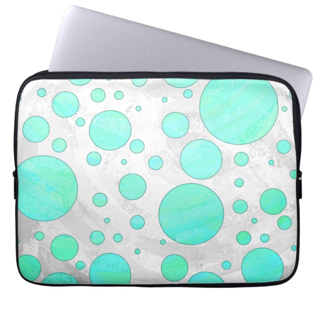 Mint Ice Aqua Blue Polka Dots Laptopschutzhülle (Vorderseite)