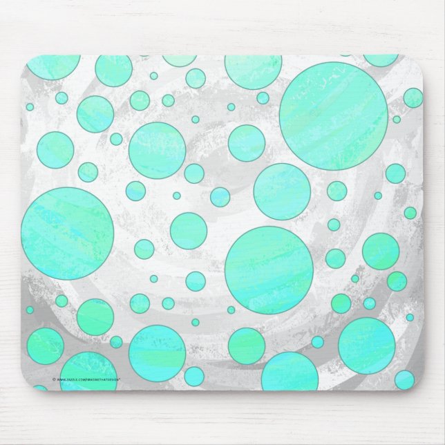 Mint Ice Aqua Blue Polka Dots Mousepad (Vorne)