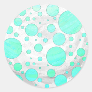 Mint Ice Aqua Blue Polka Dots Runder Aufkleber