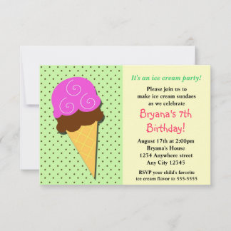 Mint Ice Cream Social Birthday Party Einführungen Einladung
