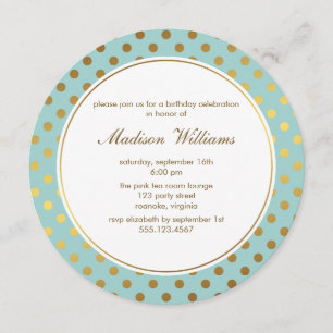 Mint Imitate Gold Foil Polka Dots Muster Einladung