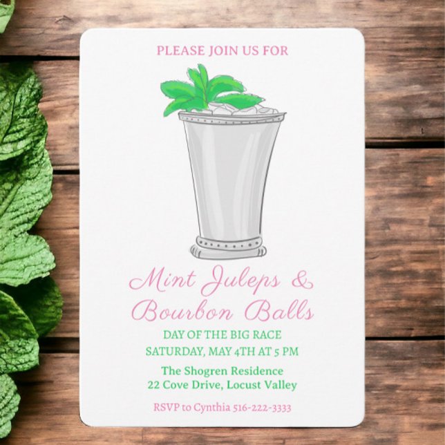 Mint Julep Bourbon Balls Pferderennen Derby Day Einladung (Von Creator hochgeladen)