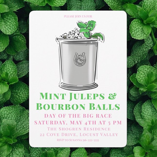 Mint Julep Bourbon Balls Pferderennen Derby Party Einladung (Von Creator hochgeladen)