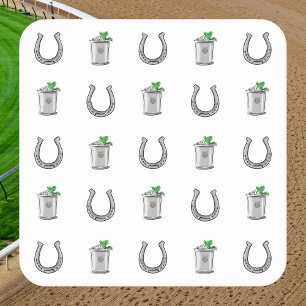 Mint Julep Cocktails & Horseshoe Pattern Renntag Rechteckiger Pappuntersetzer
