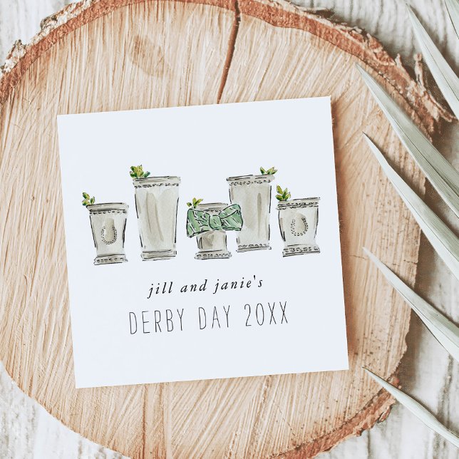 Mint Julep Derby Day Party Serviette (Mint Julep Watercolor Illustrated Derby Day Party Cocktail Napkins)