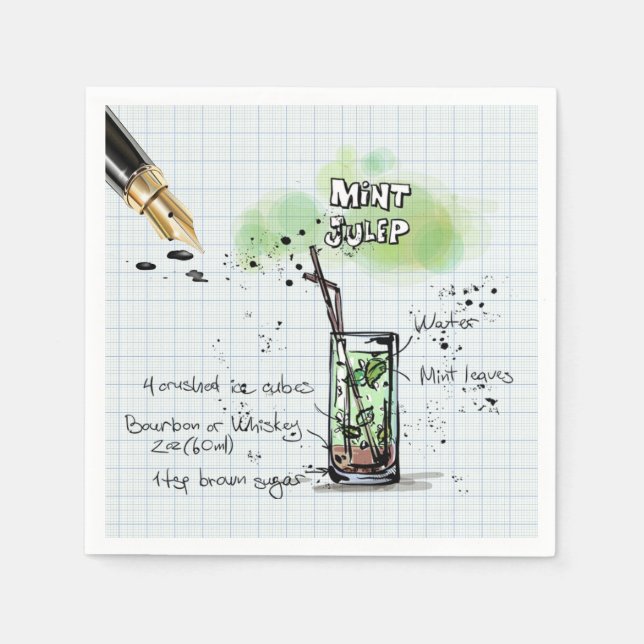 MINT JULEP DERBY PARTY PAPIER NAPKIN SERVIETTE (Vorderseite)