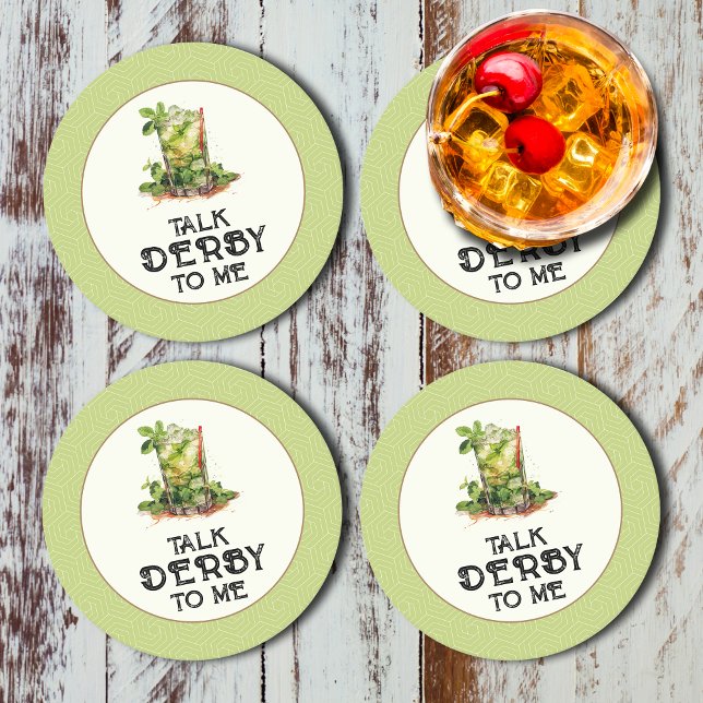 Mint Julep Derby Runder Pappuntersetzer (Mint Julep Talk Derby to Me Round Paper Coasters)